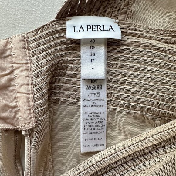 La Perla Silk Mesh Lingerie Slip Size S Sheer Beige Sexy Intimate Boudoir - Picture 3 of 9